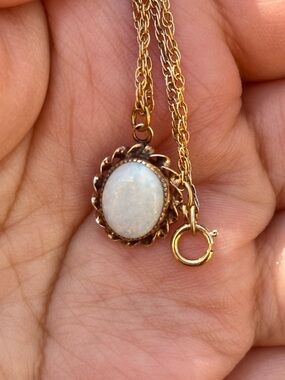 Vintage 12K Gold Filled Opal Necklace | Dainty Fire Opal Pendant